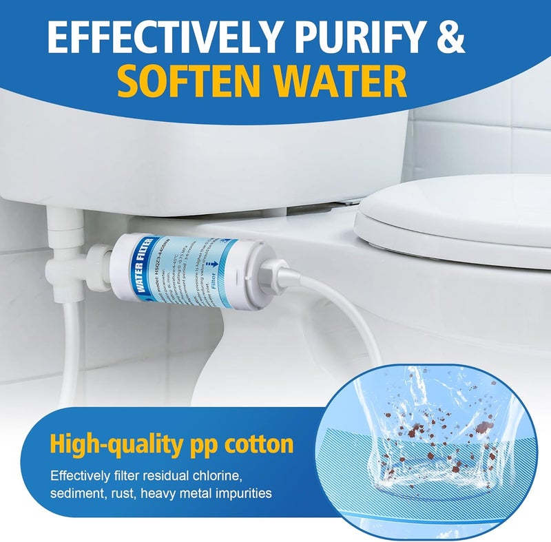 Anglechic 2 Pack Bidet Water Filter and Adapter for Electric Bidet Toilet Seats, Reduce Mineral Deposits & Soften Hard Water, Essential Protection for Smart Toilet, Compatible with 1/2", 3/8", 1/4" Hoses - Image 3